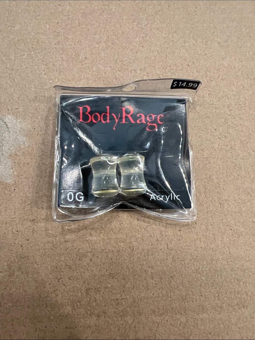 BodyRage 0G Clear Acrylic Ear Tunnels - Transparent